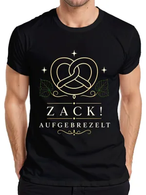 Obrázek produktu pro Zack, tričko s motivem "Brezel", "Bayern", "Oktoberfest", "Tracht", "Lederhose", pánské, černé, velikost XL