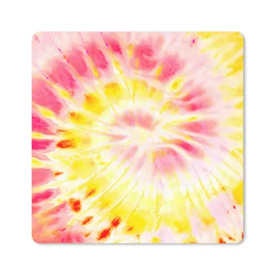 Produktbild von MuchoWow® Mauspad Mousepad Krawattenfärbung - Gelb - Rosa 20x20 cm - Mousepads - Maus Mat - Pad - Mausunterlage - Desk Mat - Bureauartikeln