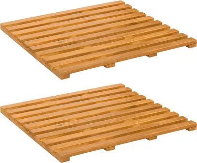 Image de vidaXL Tapis de bain marron 100 x 53 cm bois