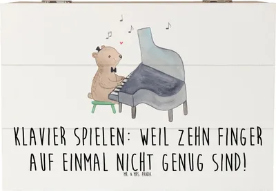 Produktbild von Mr. & Mrs. Panda Box Klavier Magie 22 x 15 cm - Weiß - Geschenk, Musiker, Lernen, Musik, schatztruhe, fotobox, aufbewahrungskiste mit deckel, Musikfreude, Koordination