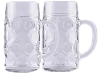 Produktbild von Sahm Maßkrug 1,0L Glas, 2er Set, klassische Form, stabiler Boden, großzügige Henkel