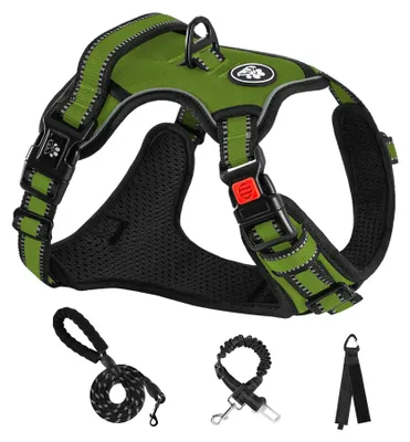 Image de Omgoods - Harnais réglable pour grands chiens, avec laisse et ceinture de sécurité