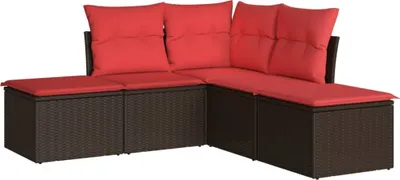 Produktbild von vidaXL 5-tlg. Garten-Sofagarnitur mit Kissen Braun Poly Rattan