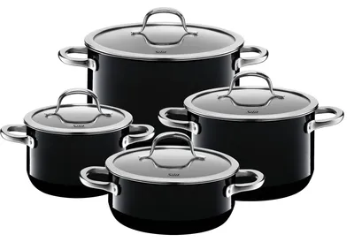 Obrázek produktu pro Silit Passion Black, Smíšená sada, Černá, Nerezová ocel, Nerezová ocel, Nerezová ocel, Sklo