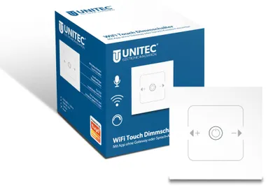 WLAN Touch-Dimmer, App & Sprachsteuerung, Glas, Weiß