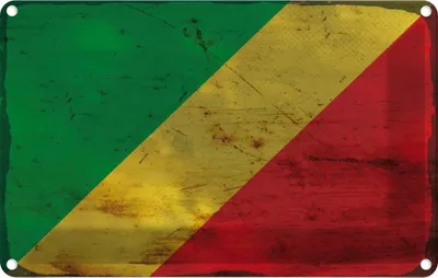 Produktbild von vianmo Blechschild 12x18 cm Kongo the Congo Rost Flagge Fahne Wappen