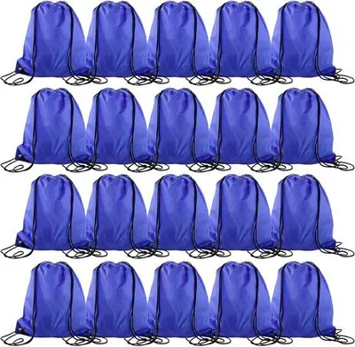 Produktbild von 20 Sporttaschen in Saphirblau, 34x43 cm - Wasserdichter Rucksack mit Kordelzug für Sport, Schule, Reisen, Schwimmen und Strand