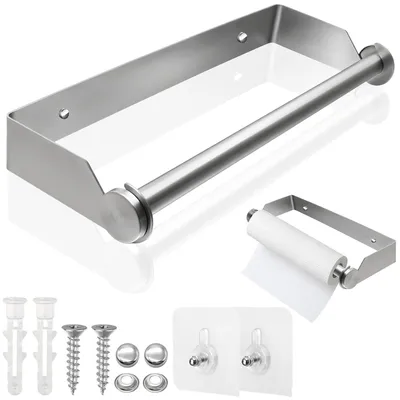 Image de TRANKIELO® - Porte-essuie-mains en acier inoxydable pour cuisine – Support mural de 28 cm pour accessoires de cuisine et de salle de bain