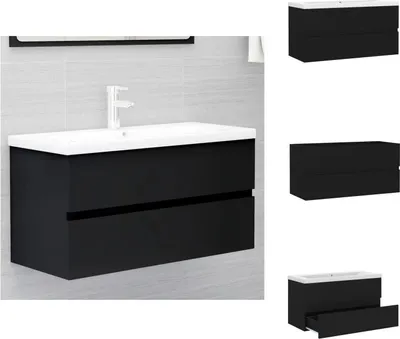 Immagine prodotto di vidaXL Mobiletto con lavabo incorporato in legno nero - Mobiletti da bagno
