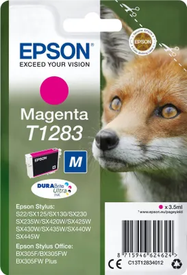 Produktbild von Epson Fox T1283 Fuchs DURABrite Ultra Single Magenta Tinte, Magenta, Tinte auf Pigmentbasis, 3,5 ml, 1 Stück(e), 160 Seiten