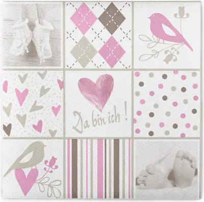 Produktbild von Sovie HORECA Serviette Baby in Rosa aus Linclass® Airlaid 40 x 40 cm, 50 Stück - Baby-Shower Taufe