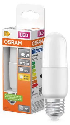 Immagine prodotto di Lampada LED PCR CLASSIC STICK OSRAM a forma di stick, lampada LED, opaca, 11 W, 1470 lm, 2700 K, CRI 80