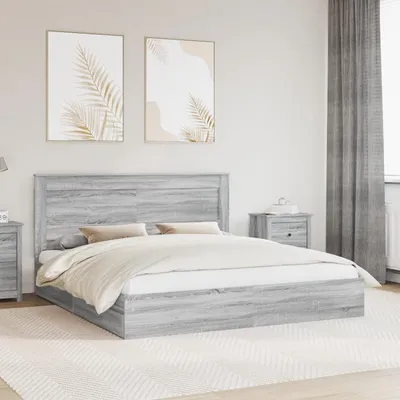 Obrázok produktu pre vidaXL Úložná posteľ sivá Sonoma 200 x 200 cm materiál na báze dreva
