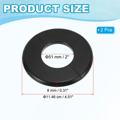 Produktbild von Rohrabdeckung Wand Split Flansch Rohrmanschette 2,01" (51mm), 2 Stš¹ck ABS Runde Selbstklebende Rosetten Wasserhahn Armaturen-Abdeckung fš¹r Badezimmer Armatur Dekoration, Schwarz