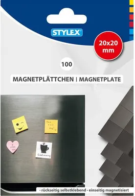 Produktbild von Magnetpads 20 x 20 mm 100 Stück selbstklebend magnetisiert Stylex 38174
