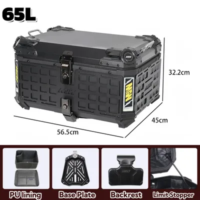 Produktbild von Motorrad Topcase - Aluminium-Heckkoffer - 65 l - Wasserdicht - Schnellverschluss - Für Helm - Schwarz