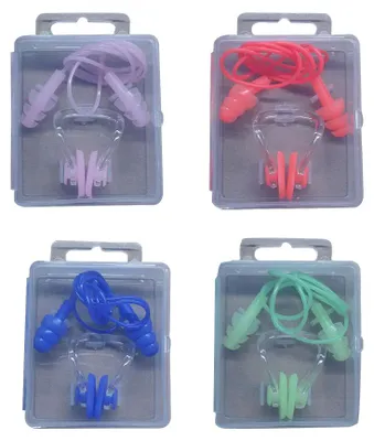 Produktbild von Stück Silikon-Schwimm-Ohrstöpsel mit Nasenclip & Farbe: bunt