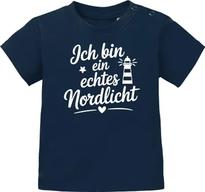 Produktbild von Baby T-Shirt kurzarm Spruch lustig Ich bin ein echtes Nordlicht Grafik Print Nordisch Maritim Jungen Mädchen Babyshirt Moonworks®