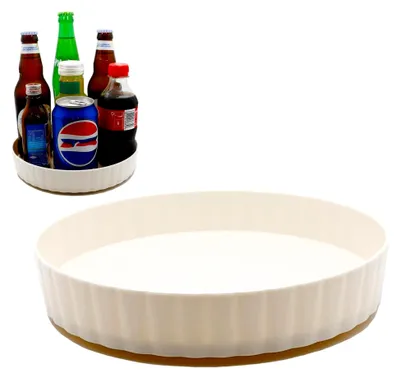Produktbild von Drehteller Organizer, 21 cm Durchmesser, drehbare Gewürzablage, Kunststoff Drehtablett für Küche, Gewürze, Kosmetik (Weiß)