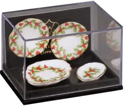 Produktbild von Miniatur Porzellanservice 2 Speisegedecke Mistelzweig handbemalt