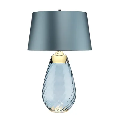 Produktbild von Elstead Lena Tischleuchte E27 74cm Blau getöntes Glas, Entenei-Blau Schirm Hellblau