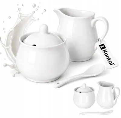 Obrázek produktu pro Kontai porcelánová cukřenka a mléčenka se lžičkou bílá 250 ml