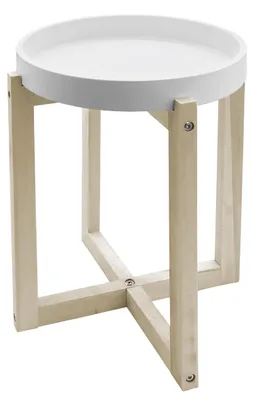 Ronde bijzettafel, 30 cm Ø, weiß, Holz, X-Gestell