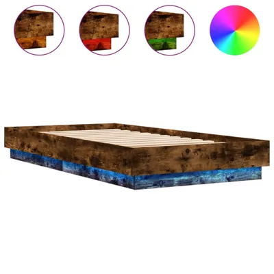 Zdjęcie produktu dla vidaXL Rama łóżka z diodami LED dąb wędzony 90x190 cm
