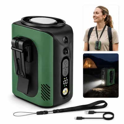 Produktbild von Gürtelventilator mit Kühlplatte 3600mAh, tragbarer Clip Ventilator mit 100 Stufen & 16000RPM, USB-C Akku für Arbeit, Camping & Outdoor