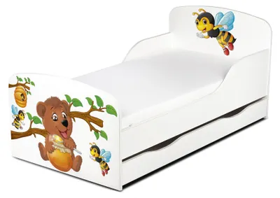 Produktbild von Bayagu Weißes Kinderbett 140x70cm mit Matratze Schublade und Lattenrost