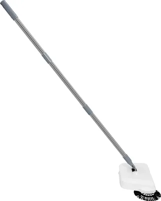 Immagine prodotto di Spazzatrice manuale - Spazzatrice per pavimenti e tappeti - Azionamento singolo - Microfibra - Testina in PP - Manico in plastica - Bianco
