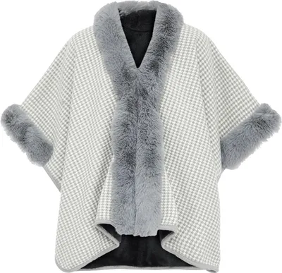 Produktbild von FRAULLY damen strickponcho - hellgrau, M