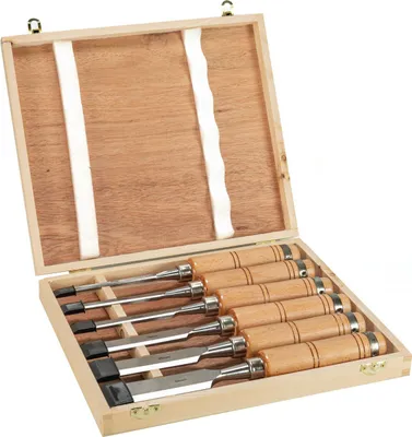 Produktbild von 6 x Stechbeitel in Holzkiste Profi Stemmeise…