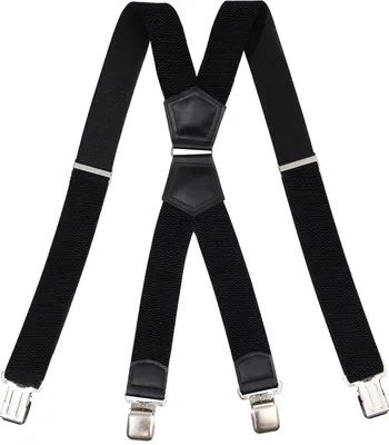 Produktbild von Herren Hosenträger X-Form Schwarz 120 cm x 4 cm mit Clips, Kornmuster-Stoff