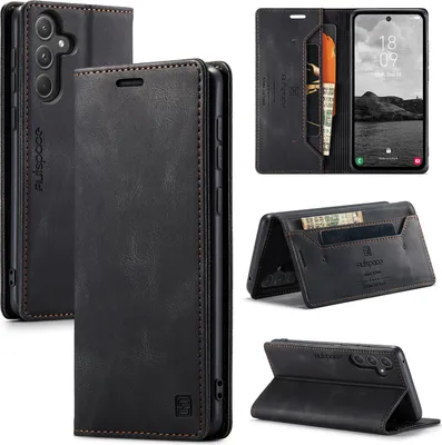 Image de Galaxy A55 Case, RetroPolyuréthaneLeather Case, Stand and Protective Case for Samsung Galaxy A55 black