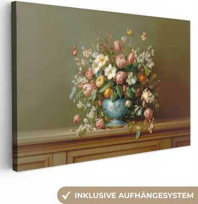 Produktbild von Leinwand Bilder 30x20 cm - Blumen - Vase - Klassisch, Wandbilder, Wanddeko Wohnzimmer, Bild