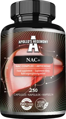 Produktbild von NAC + 600 mg - N-Acetyl L-Cystein und Artischockenextrakt, 250 vegane Kapseln, 8 Monate Vorrat, Aminosäure Nahrungsergänzungsmittel zur Unterstützung der Leber funktionen - von Apollo's Hegemony