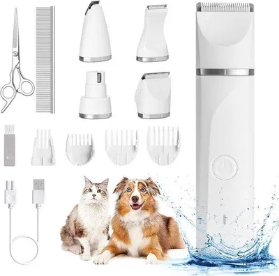 Productafbeelding van 4-in-1 waterdichte trimset voor kleine huisdieren, roestvrij staal, USB
