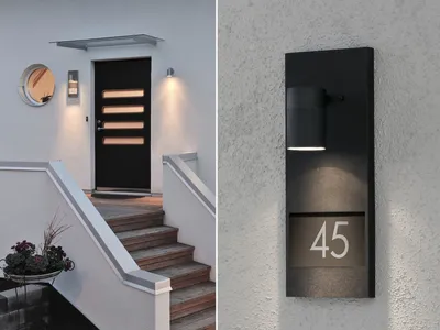 Produktbild von LED Außenwandleuchte zur Hausnummernbeleuchtung, Außenleuchte Downlight, Schwarz