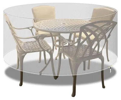 Image de Housse transparente pour mobilier de jardin - Forme ronde, dimensions approximatives : 163 x 71 cm