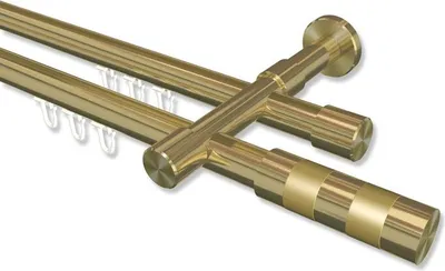 Produktbild von Interdeco Innenlaufstange, Gardinenstange mit Innenlauf Messing-Optik Modell Prestige Mavell, 20 mm Ø 2-läufig, 100 cm