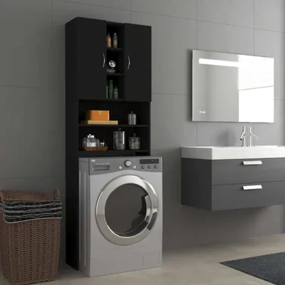 Produktbild von Waschmaschinenschrank Schwarz 64x25,5x190 cm 808423