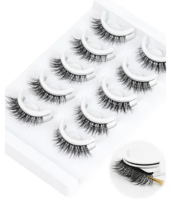 Productafbeelding van Zelfklevende kunstwimpers, 12 mm, C-krul, kattenoogvorm, 5 paar