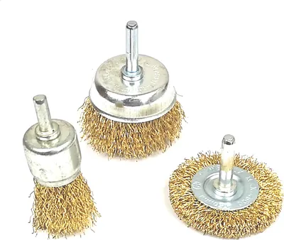 Produktbild von 3-teiliges Drahtbürsten Set Bohrmaschine Akkuschrauber 6 mm Schaft Pinselbürste
