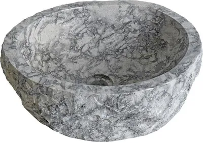 Produktbild von Waschbecken Naturstein Marmor ca. Ø 38-40 cm x 15 cm Waschtisch Waschschale Grau