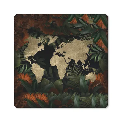 Produktbild von MuchoWow® Mauspad Mousepad Weltkarte - Retro - Blumen 30x30 cm - Mousepads - Maus Mat - Pad - Mausunterlage - Gaming