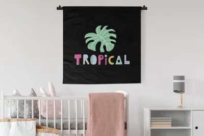 Produktbild von MuchoWow® Wandteppich Wandbehang Sommer - Tropisch - Blatt 90x90 cm Tapisserie Dekoration Wandtuch - Wandaufhänger
