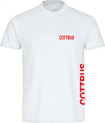 Produktbild von multifanshop Herren T-Shirt - Cottbus - Brust & Seite, weiß, Größe XL
