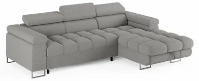 Produktbild von ECKSOFA CLOUD Rechts Grau L-Form Bouclé-Stoff mit Schlaffunktion und Bettkasten