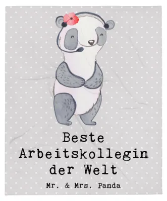 Produktbild von Mr. & Mrs. Panda Tagesdecke Panda Beste Arbeitskollegin der Welt - Grau Pastell - Geschenk, Abschiedsgeschenk, Sofadecke, Büro, Bettdecke, Beruf, Arbeit, Freundin, Decke